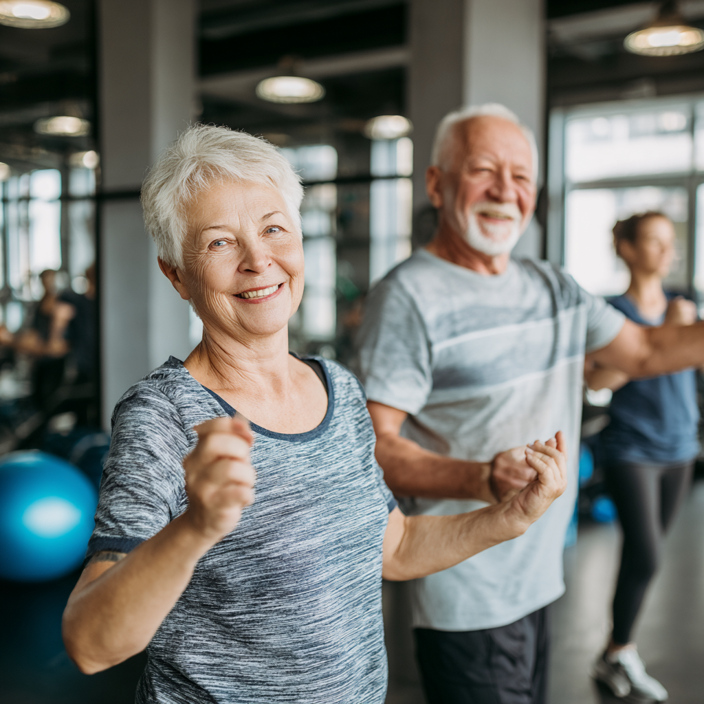 Група възрастни българи от различни възрасти се усмихват докато приготвят здравословна храна заедно в модерна кухня, показвайки радост от здравословното хранене